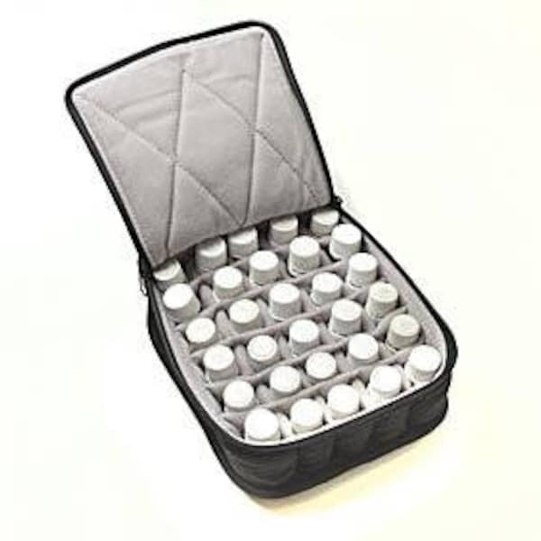 Essential Oil Carrying Case, 5" High, 30ml, 30-Bottle, Solid, Black w/Grey