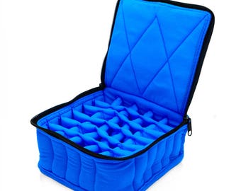 Essential Oil Carrying Case, 4&quot; High, 15-30ml, 30-Bottle, Solid, Royal Blue