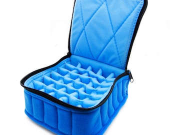 Essential Oil Carrying Case, 4" High, 15-30ml, 30-Bottle, Solid, Royal Blue/Baby