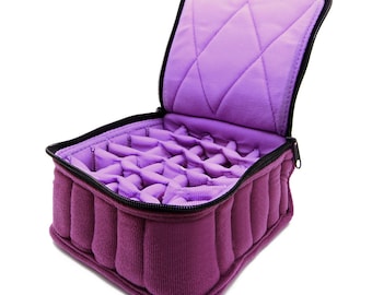 Essential Oil Carrying Case, 4" High, 15-30ml, 30-Bottle, Solid, Deep Purple