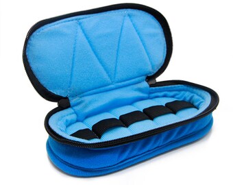 Essential Oil Carrying Case, Roll-On 5-15ml, 5-Bottle, Solid, Blue/Baby Blue