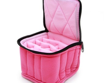 Essential Oil Carrying Case, 4" High, 5-15ml, 16-Bottle, Solid, Fuscia w/Pink