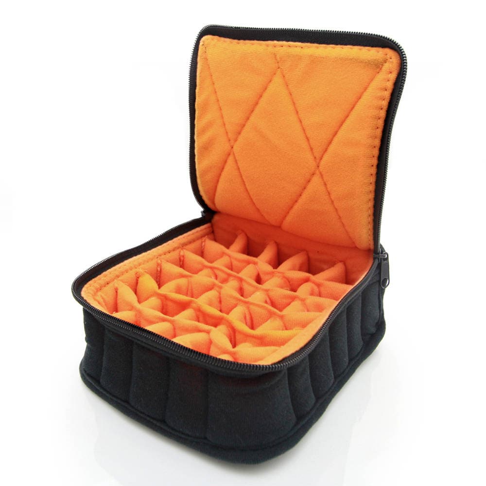 Essential Oil Carrying Case, 4" High, 15-30ml, 30-Bottle, Solid, Black w/Orange