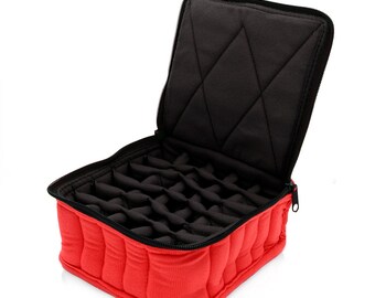 Custodia essenziale per il trasporto dell&#39;olio, alta 4&quot;, 15-30ml, 30-Bottiglia, Solido, Corallo con/Nero