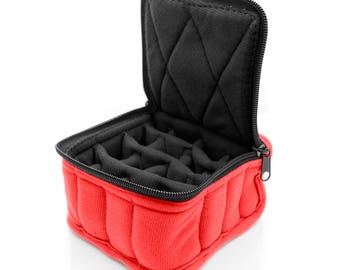 Essential Oil Carrying Case, 3" High, 5ml, 16-Bottle, Solid, Coral w/Black