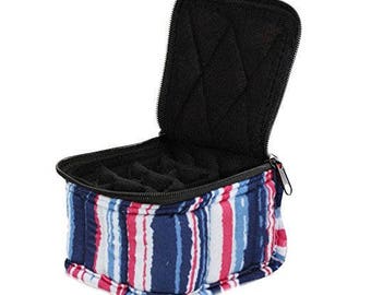 Essential Oil Carrying Case, 3" High, 5ml, 16-Bottle, Pattern, Red/White/Blue