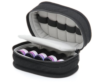 Essential Oil Soft-Sided Carrying Case, 5-15ml, 10-Bottle, Solid, Black w/Grey