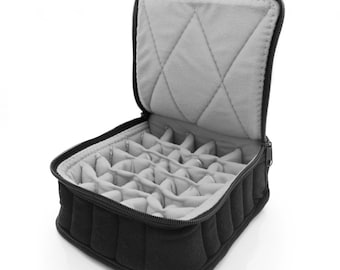 Essential Oil Carrying Case, 3&quot; High, 5-15ml, 30-Bottle, Solid, Black w/Grey
