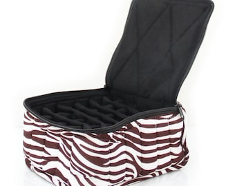 Essential Oil Carrying Case, 4" High, 15-30ml, 30-Bottle, Pattern, Zebra Dark Brown