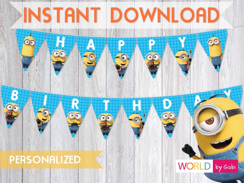 Digital Minions Banner Minion Birthday Minion Party Etsy