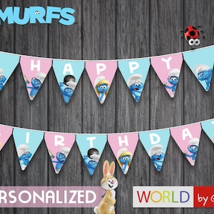 Digitale Schlümpfe Banner | Schlumpf Banner | Geburtstagsbanner | Schlümpfe Party | Party Banner | Schlümpfe Girl Banner | Schlümpfe Boy Banner |
