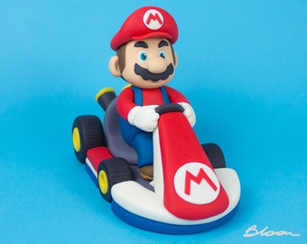 Handgemaakte Super Mario Kart-taarttopper | Fondant Verjaardagsfeestje Decoratie