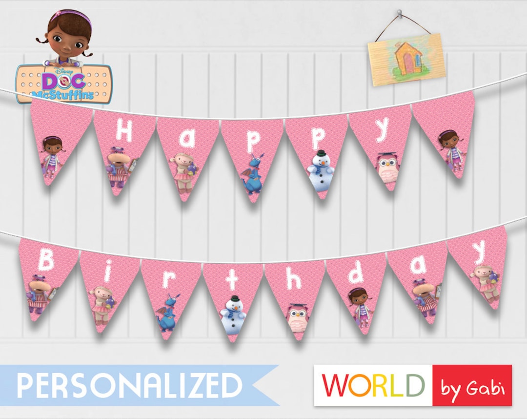 Doc Mcstufins Banner | Doc Mcstuffin | Mcstuffins Party Banner | Mcstuffins  Birthday | Doc Mcstuffins Party Ideas - Etsy, image size:1080x858