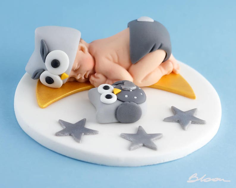 Owl Cake Toppers Fondant Owl Owl Baby Shower Baby Owl Fondant Baptism Cake Topper Sower Cake Topper | Baby Cake Topper