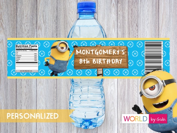 Minion Birthday Water Bottle Label Minion Birthday Minion Etsy
