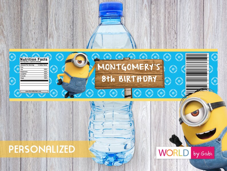 Minion Birthday Water Bottle Label Minion Birthday Minion | Etsy