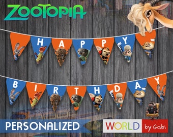 Personalized Zootopia Birthday Banner | Printable Party Decor (Digital Download)