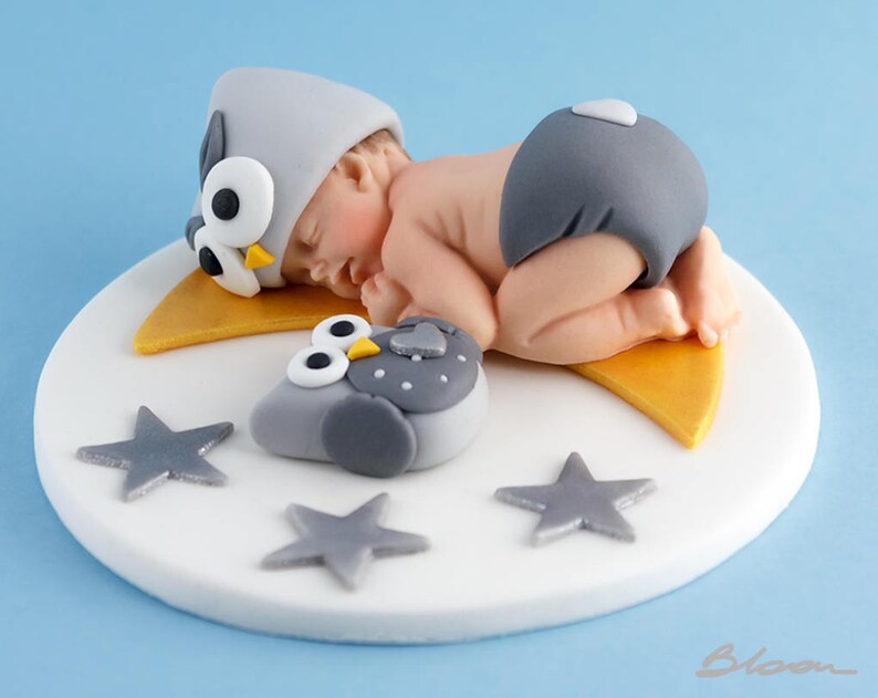 Owl Cake Toppers Fondant Owl Owl Baby Shower Baby Owl Fondant Baptism Cake Topper Sower Cake Topper | Baby Cake Topper