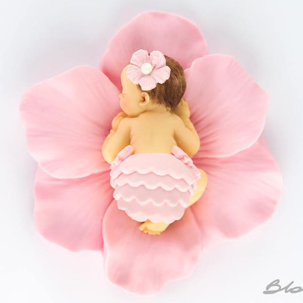 Baby Flower Cake Topper / Flor Topper / Bebé en Flor / Baby Shower Topper / Christening Toppers / Pink Flower Topper