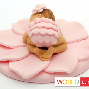 Flower Baby Cake Topper Pink Fondant Baby Christening Cake Toppers Shower Cake Topper Fondant Cake Topper Baby Cake Topper image 3