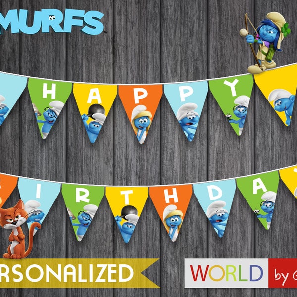 Digital Smurfs Banner | Smurfs Banner | Smurfs Party | Smurfs Birthday | Birthday Party Banner | Smurfs Digital Banner |