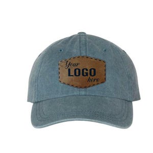 Valucap SP500 Pigment Dyed Cap with Custom Vegan Leather Patch | Bulk Hats | Custom Logo Patch | Leather Patch Hat