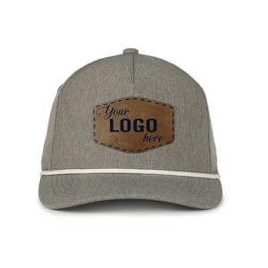 Outdoor Cap OC550PF Performance Five Panel Hat with Custom Vegan Leather Patch | Bulk Hats | Custom Logo Hats | Engraved or Full Color
