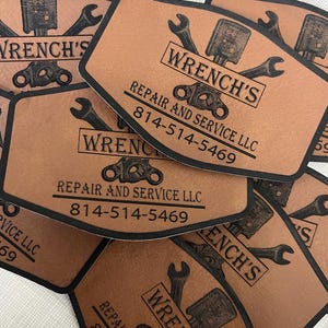 Custom Iron On Vegan Leather Patches | Business Logo Patches | DIY Leather Patches | Laser Engraved Leather Patches