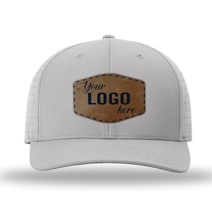 Richardson 632 Laser Perforated R-Flex Snapback Hat with Custom Vegan Leather Patch | Bulk Hats | Custom Logo Patch | Leather Patch Hat