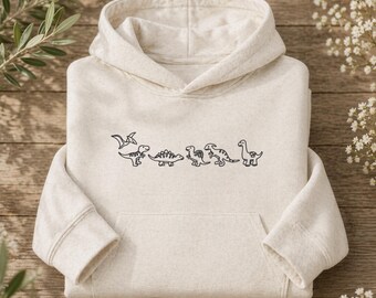 Cute Embroidered Youth, Infant, Toddler Top | Sweatshirt, Crewneck, Long Sleeve Tee, Short Sleeve, Bodysuit | Dinosaur Family Design