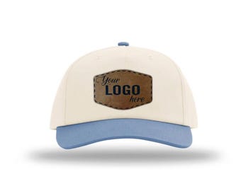 Richardson 356 5 Panel Gramps Hat with Custom Leatherette Patch | Bulk Hats | Custom Logo Hats | Full Color or Engraved Patch