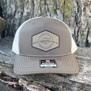 Richardson 112 Mesh Back Trucker Hat with Custom Vegan Leather Patch | Bulk Hats | Custom Logo Hats | Leather Patch Hat | Business Merch