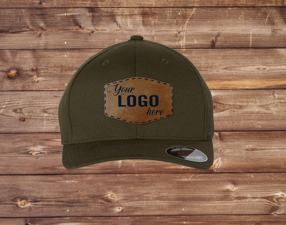 Flexfit 6277 Cotton Blend Cap With Custom Vegan Leather Patch