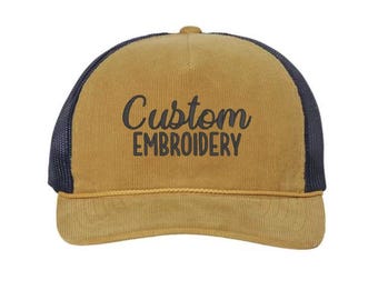 Custom Embroidered Richardson 930 Troutdale Corduroy Mesh Back Hat, Personalized Text Embroidery, No Minimum