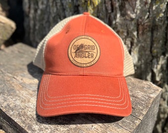 Richardson 111 Garment Washed Trucker Hat with Custom Vegan Leather Patch | Bulk Hats | Custom Logo Hats | Leather Patch Hats