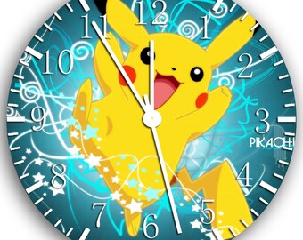 Borderless Pikachu Frameless Wall Clock E247 Nice for Decor Or Gifts