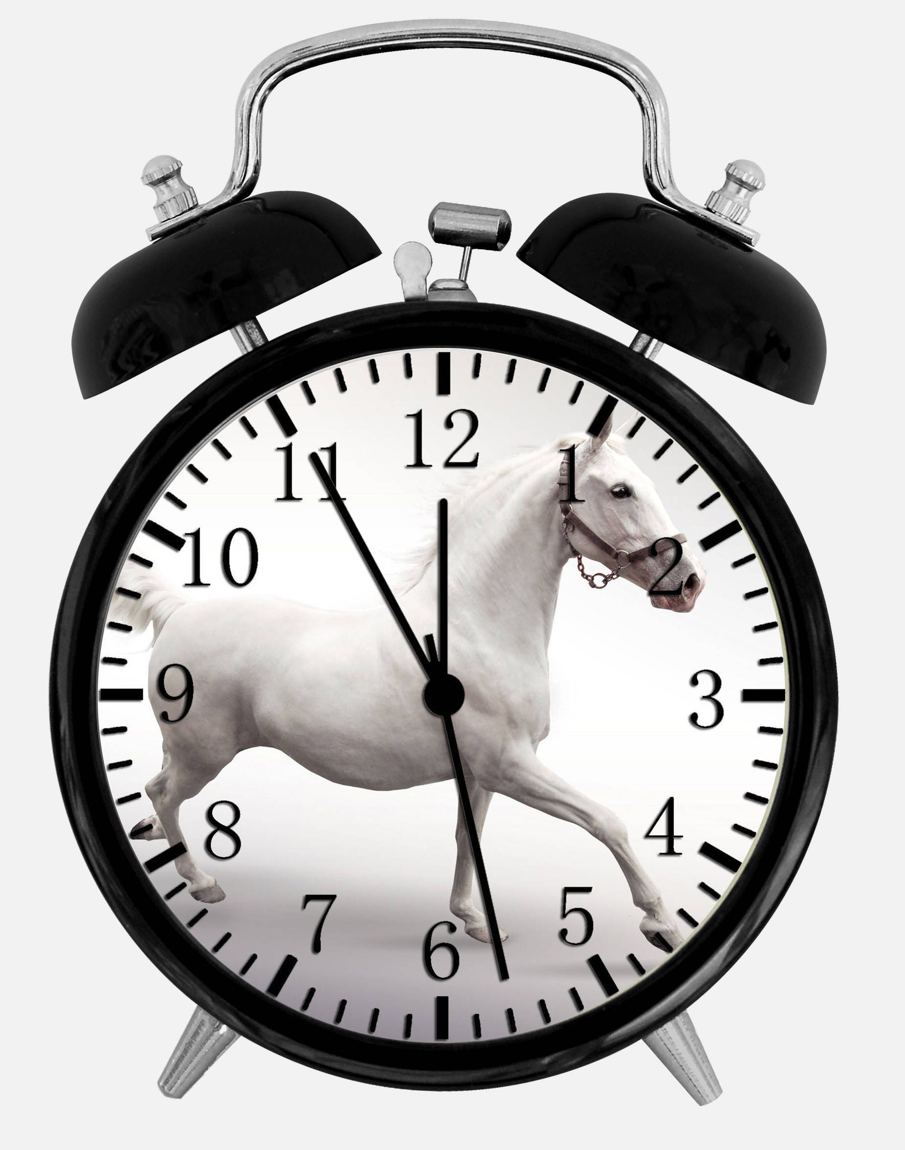 Beautiful White Horse Alarm Desk Clock 3.75 Home Office Etsy