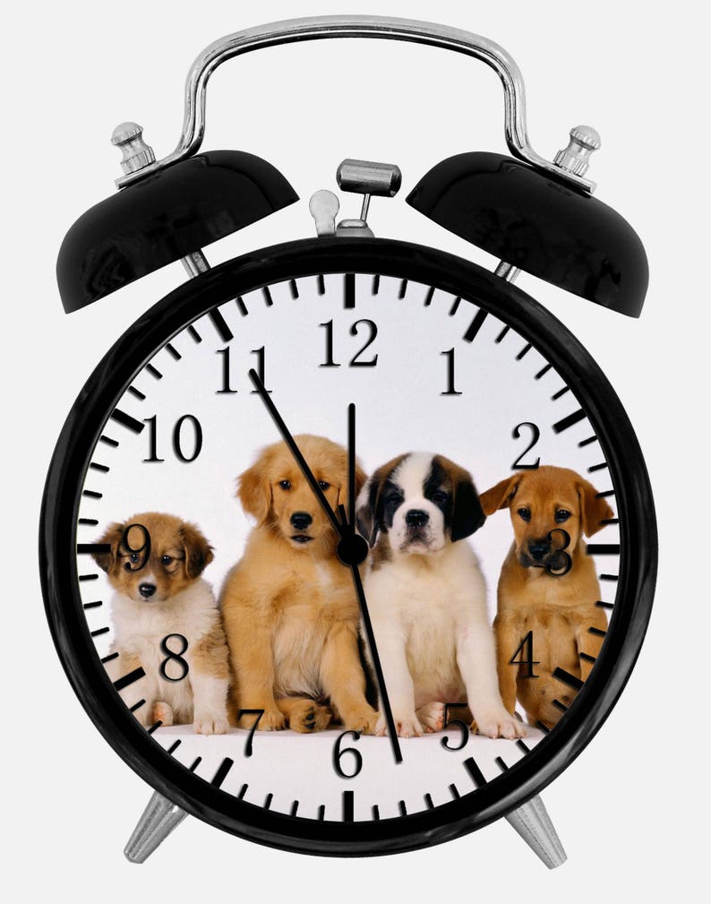 Cute Puppy Dogs Alarm Desk Clock 3.75 Home Office Decor Etsy