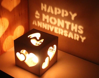 Regalo de aniversario de 6 meses para novia o novio, regalo personalizado de aniversario de citas para él o ella, caja de luz de proyección romántica
