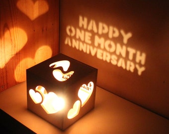 Regalos de aniversario de un mes para novio, regalo de aniversario de un mes para novia, regalos para el primer mes juntos, linterna para guardar la fecha