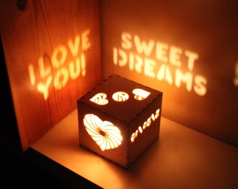 Linterna de proyección con mensaje secreto personalizado / Luz romántica de aniversario y sorpresa sentimental de cumpleaños