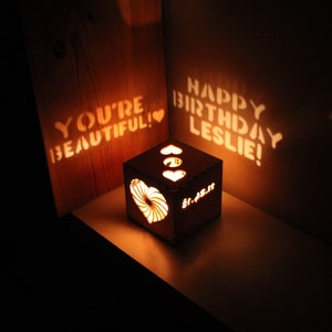 Personalized Gift Birthday Gift for Her or Him Birthday Gift for Girlfriend Wood Box Anniversary Gift Custom Message Romantic Lantern