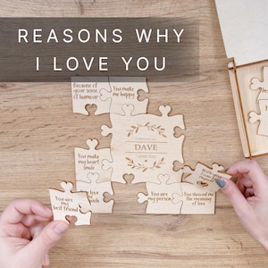 Regali per il primo anniversario di matrimonio per il fidanzato, regali per il primo anniversario di matrimonio per lui, regali per il primo e secondo anniversario di matrimonio per il marito, puzzle sui motivi per cui ti amo