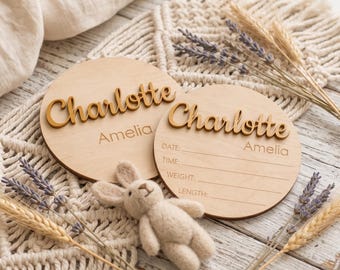Disco personalizado con el nombre del recién nacido, cartel personalizado para anunciar el nacimiento del bebé, accesorio para fotos de hospital, decoración para la habitación del bebé, regalo para baby shower.