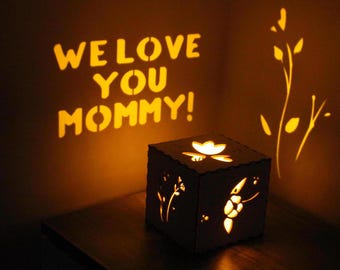 Personalized Mom Gift, Custom Message Projection Flower Lantern