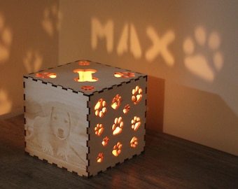 Custom Dog Memorial Passing Gift, Pet Loss Gift, Custom Pet Memorial Gift, Custom Dog Portrait, Light Up Message Box