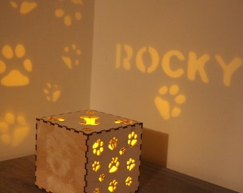 Pet Memorial Photo Box, Personalized Wood Lantern, Dog Remembrance Gift
