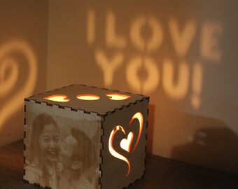 Personalized Anniversary Girlfriend Gift, Boyfriend Birthday Gift, Wooden Photo Gift for Her, Unique Wood Gifts for Him, Sentimental Gift
