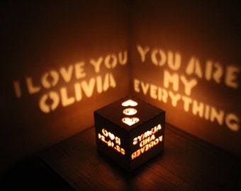 Romantic Birthday Gift for Her, Personalized Birthday Gift for Girlfriend, One Year Anniversary for Girlfriend, Romantic Magic Wooden Lamp
