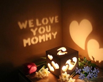 Personalized Mothers Day Gift, Custom Wood Night Light - We Love You Mommy, Unique Gift for Mom or Grandma from Kids